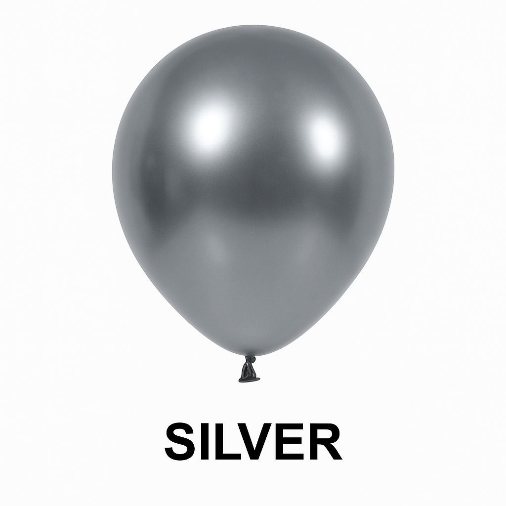 Pack of 50 - Chrome Silver Latex Balloon