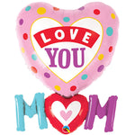 Qualatex Love You Mom Heart Foil Balloons