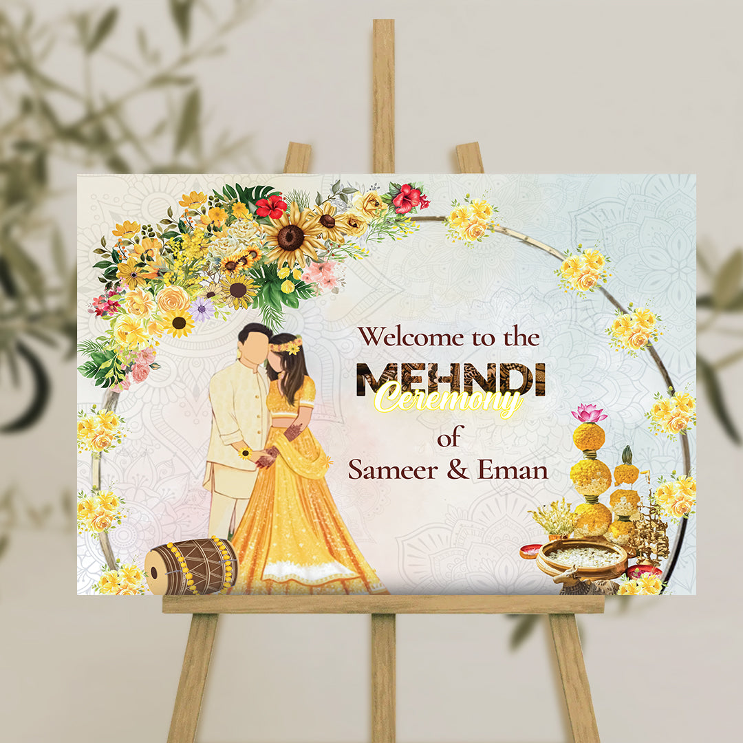 Customized Festival & Mehndi Welcome Board – Wedding Entrance Decor