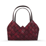 Set of 3 - Burgundy Wooven Wood Basket