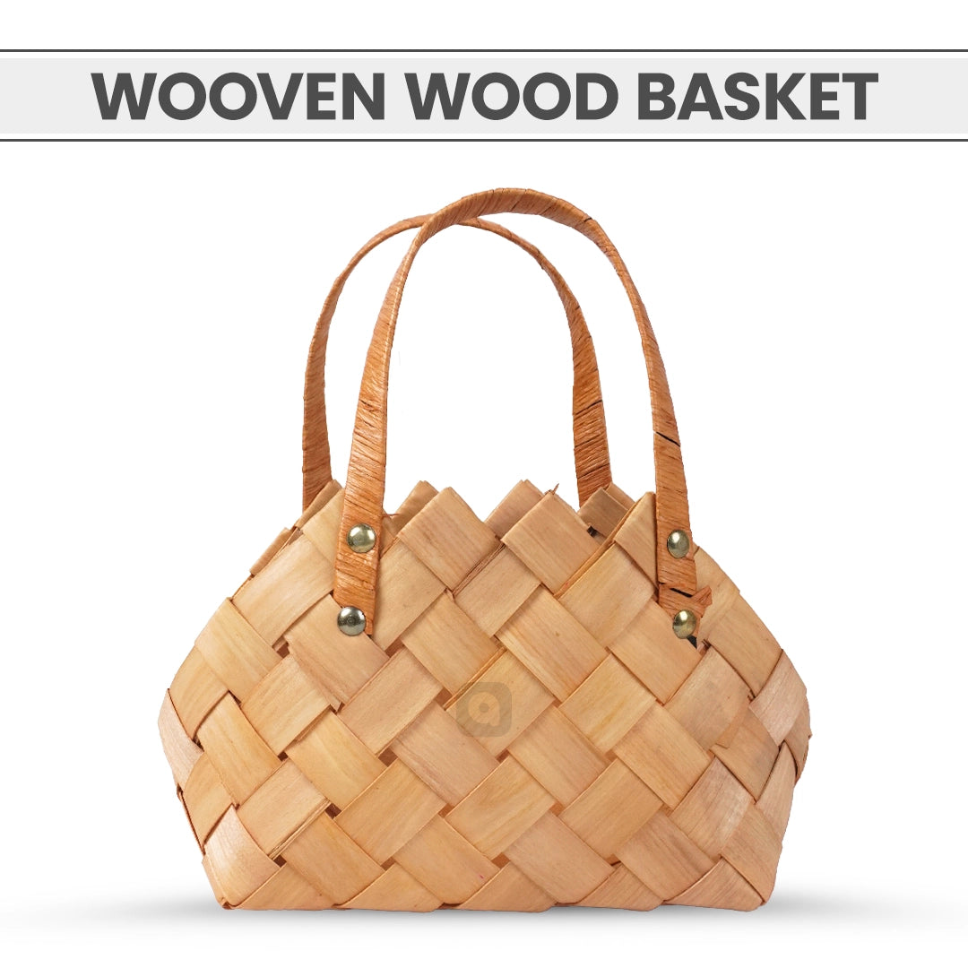Set of 2 - Wooven Wood Basket