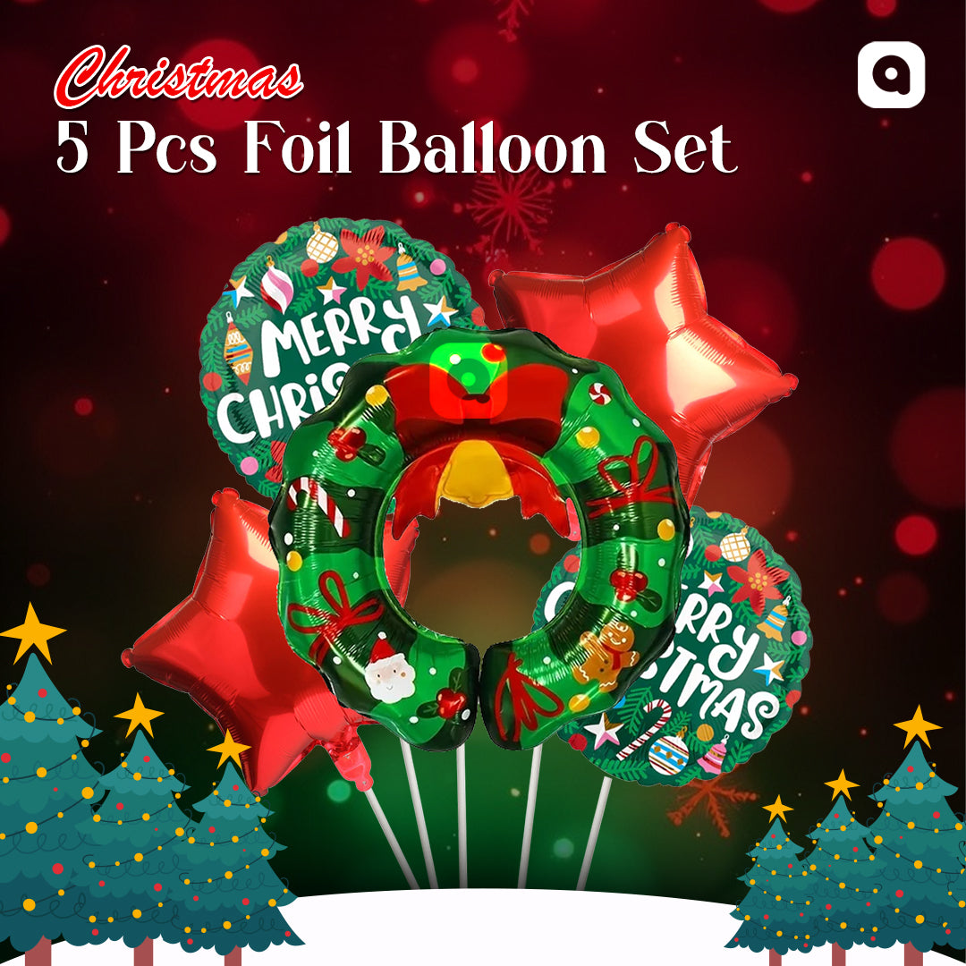 Christmas 5 Pcs Foil Balloon Set