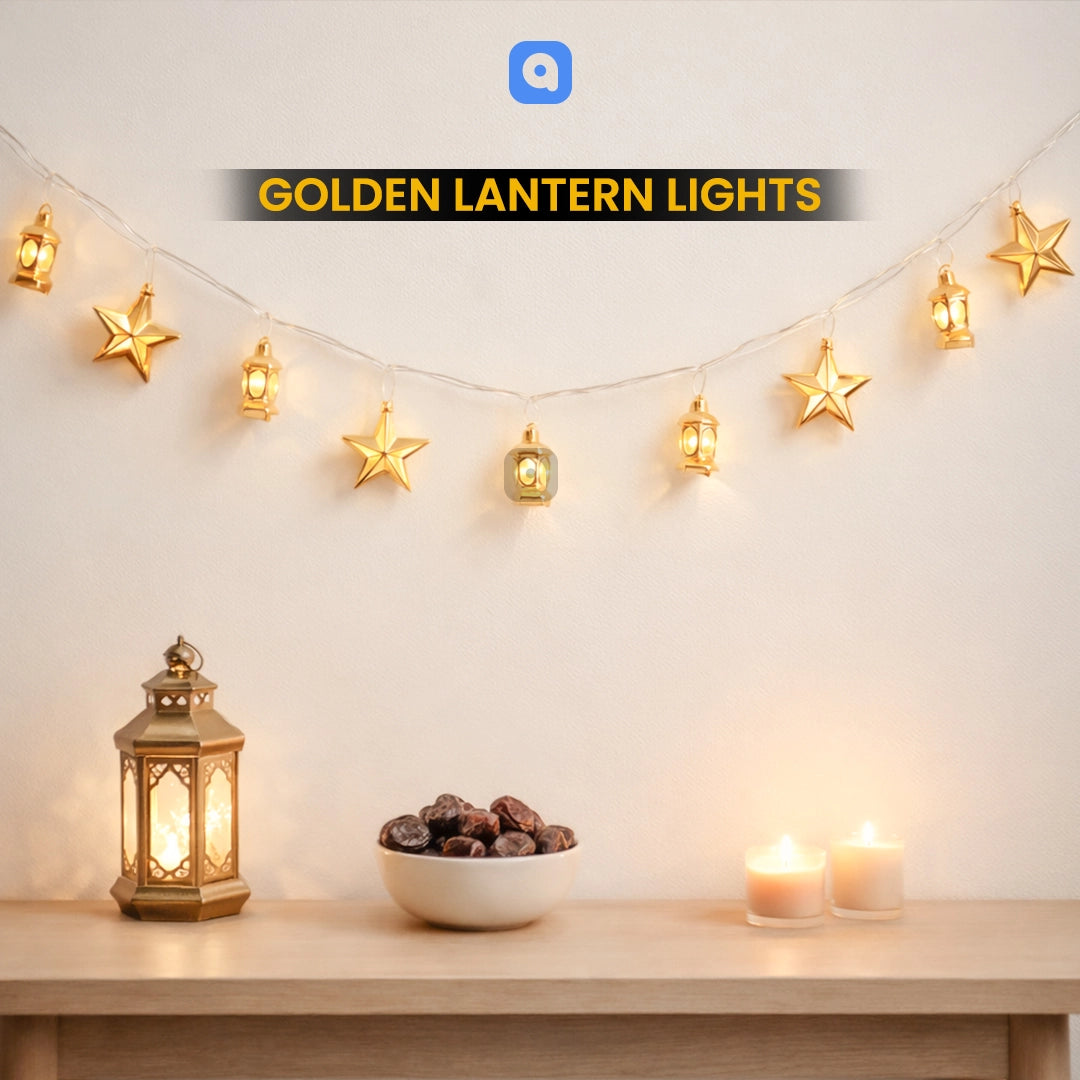 Ramadan Golden Lantern Star Warm Lights