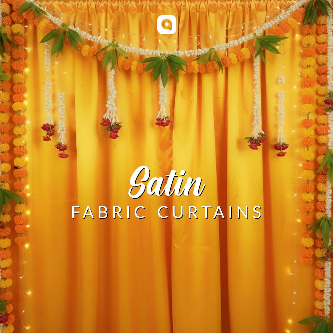 Yellow Satin Fabric Curtain Backdrop