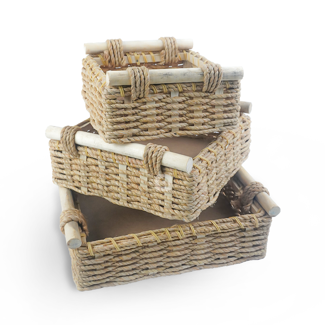 Set of 3 - Square Jute Baskets