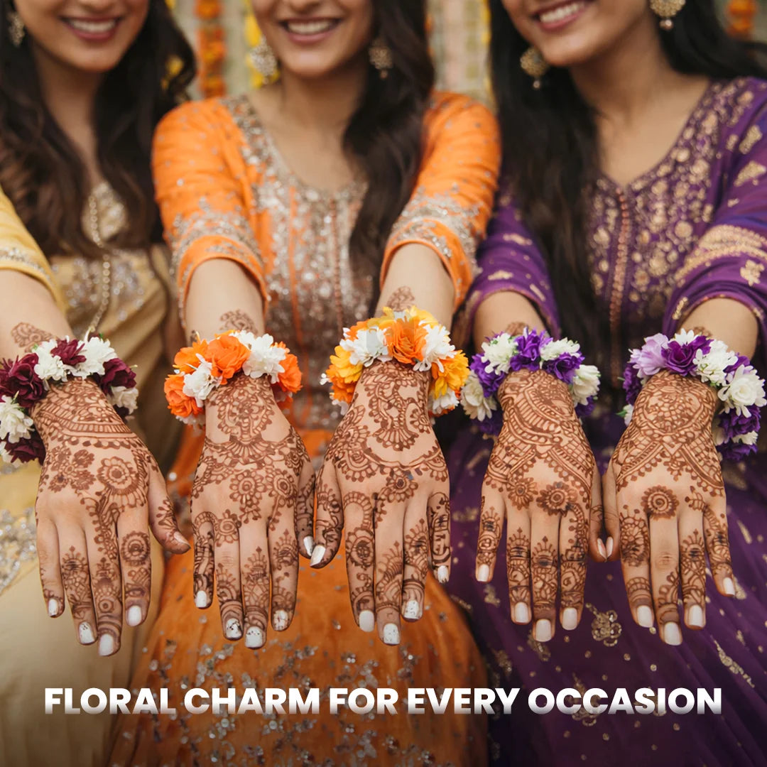 2 Pcs Multi-Color Artificial Flower Hand Bangles- Gajray – Bridal & Mehndi Accessories