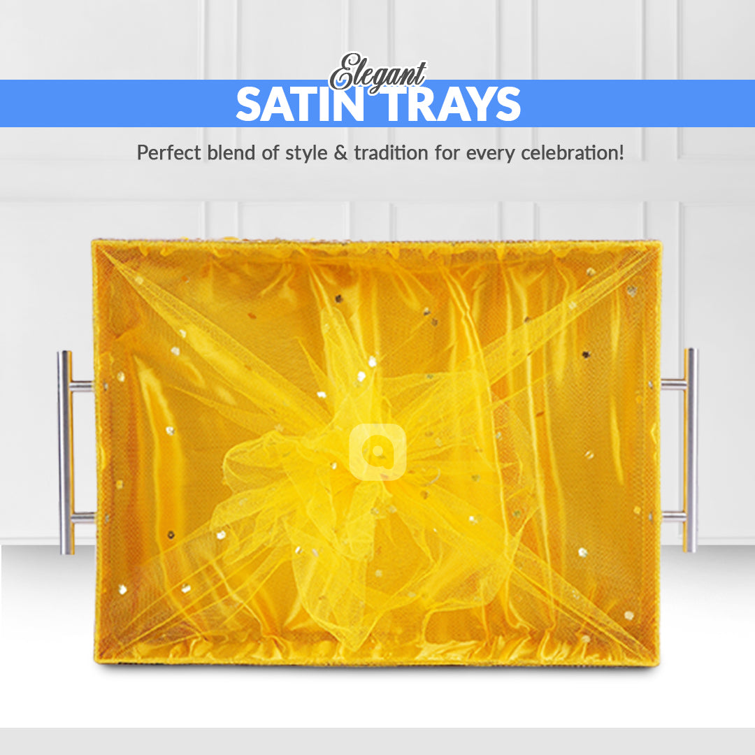 Yellow Fancy Fabric Satin Tray – Single Piece for Gifting