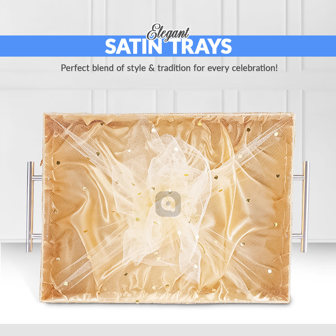 Golden Fancy Fabric Satin Tray – Single Piece for Gifting