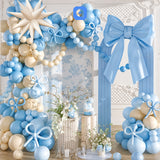 Blue & White Balloon Decoration Kit with Giant Bow & Star Balloon | Baby Shower Party Backdrop Decor