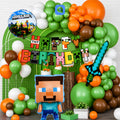 Minecraft Theme Birthday Party Decoration Kit – Happy Birthday Banner, Foil Balloons, Latex Balloon Garland Set for Kids Party Decor