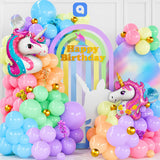 Unicorn Birthday Balloon Decoration Kit – Pastel Balloon Arch Set with Unicorn Foil Balloons, Gold Metallic Balloons, Latex Balloons & DIY Accessories for Party Decor