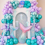 120 PCS Mermaid Theme Balloon Garland Arch Kit with Mermaid Tail Foil Balloon
