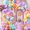 100 PCS Butterfly Theme Balloon Garland Kit | Pastel Pink Purple Blue Gold Birthday Party Balloon Decoration Set