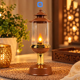 Vintage LED Flame Lantern – Bronze & Gold