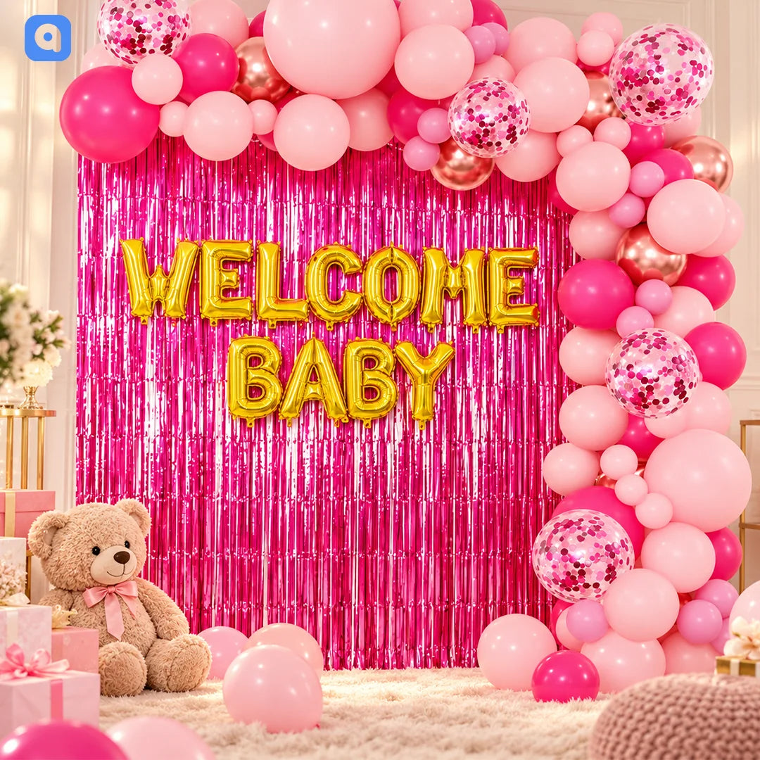 Welcome Baby Decoration Kit – Pink & Gold