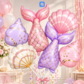 Mermaid Foil Balloon Set – 6 Pcs