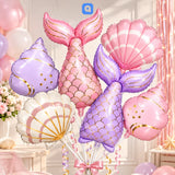 Mermaid Foil Balloon Set – 6 Pcs