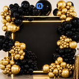 Black & Gold Balloon Garland Kit – Metallic Birthday Party Decoration Balloons Set with Giant Balloons