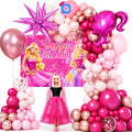 Barbie Theme Birthday Balloon Decoration Set for Girls – Happy Birthday Banner Party Kit with Balloons & Foil Balloons