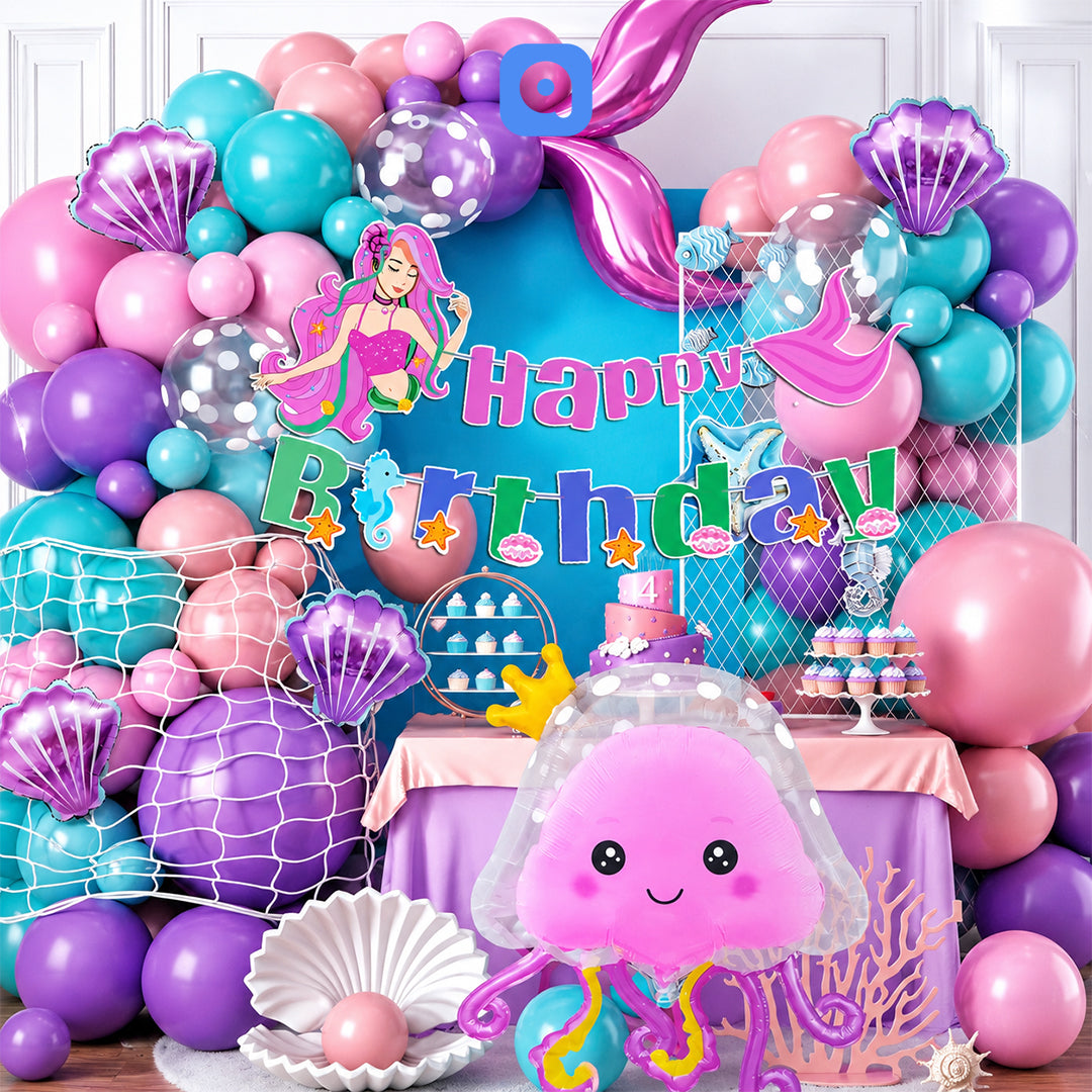 Mermaid Theme Birthday Balloon Garland Decoration Kit