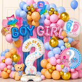 Gender Reveal Balloon Decoration Kit – Boy or Girl Theme Balloon Arch Set with Foil Letter Balloons, Question Mark Foil, Latex Balloons & Fringe Curtain for Baby Shower Party Decor