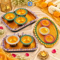 Rectangle Mehndi Decorated Plates