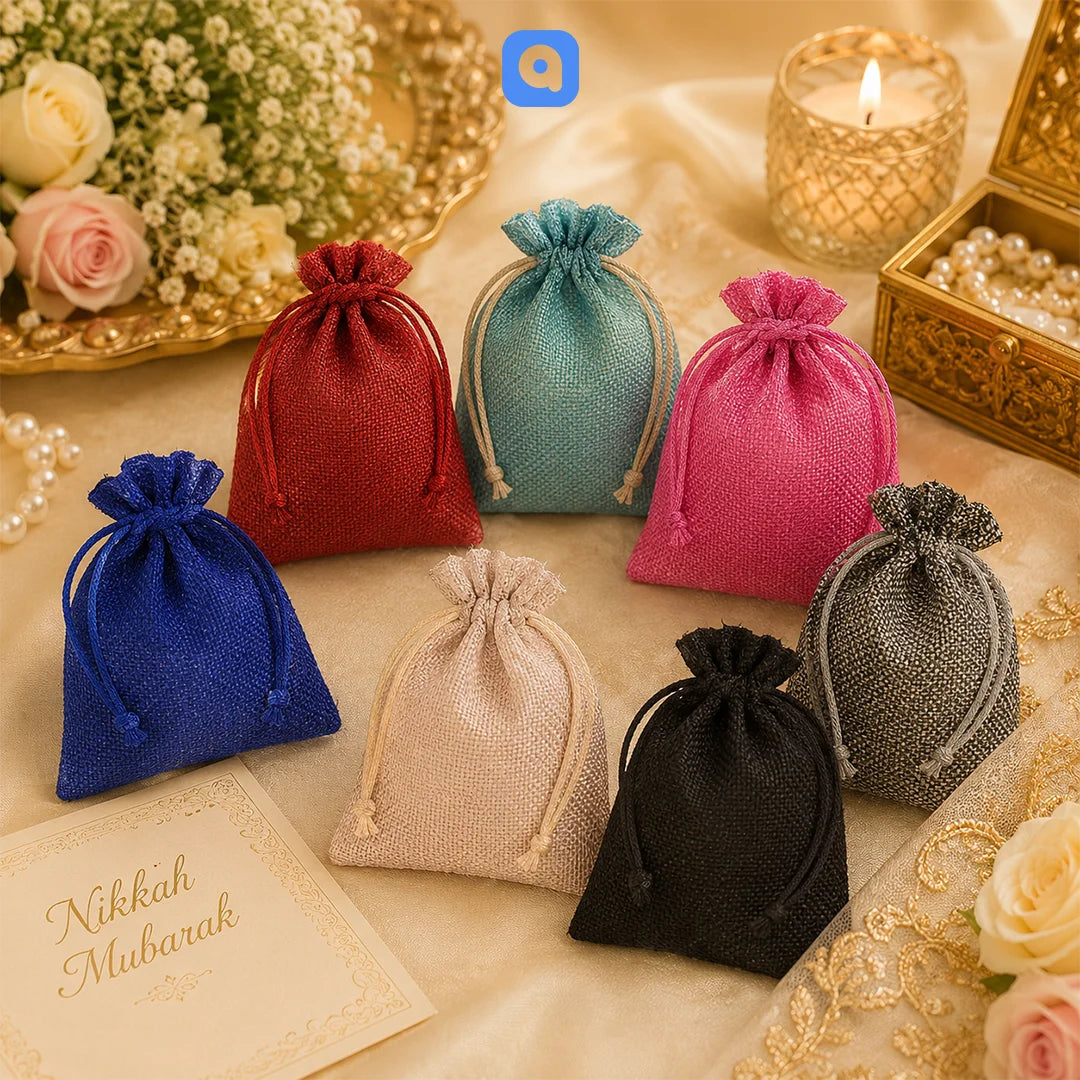 Multi Color NIkkah Jute Pouches