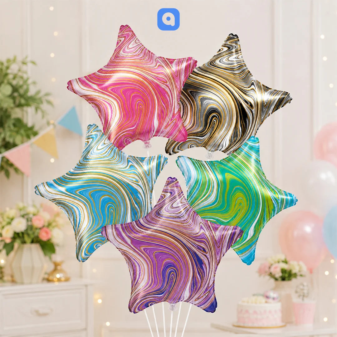 Marble Star Foil Balloons