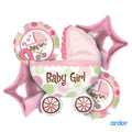 Baby Girl Cart Shaped 5 Pcs Foil Balloons Set - ardor
