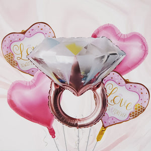 Diamond Ring Foil Balloons 5 Pcs Set - ardor