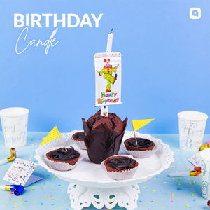 Fan Surprise Banner Candle – Fun Birthday Cake Decoration with Spinning Banner for Kids’ Parties - ardor