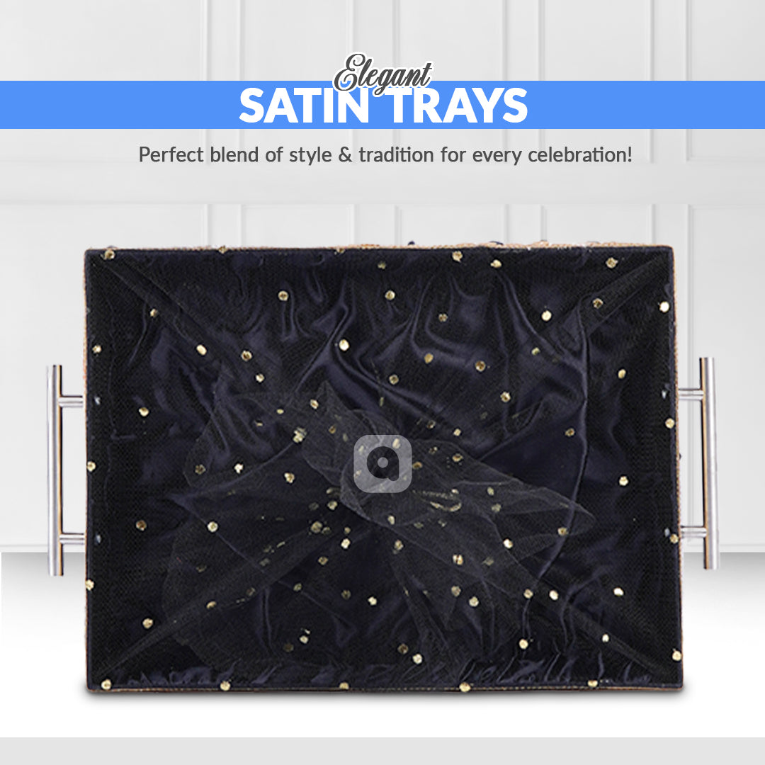 Black Fancy Fabric Satin Tray – Single Piece for Gifting