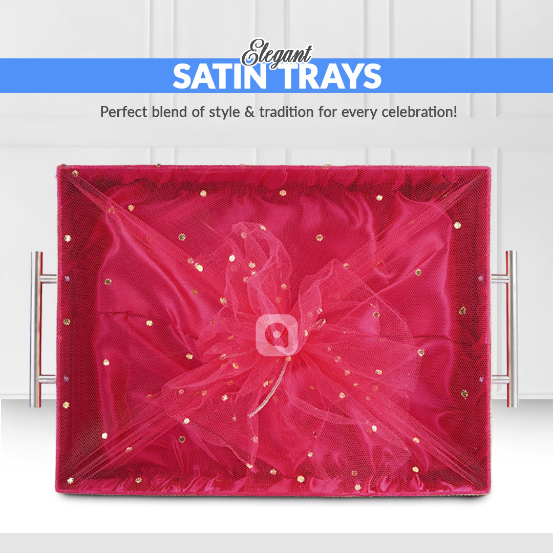 Hot Pink Fancy Fabric Satin Tray – Single Piece for Gifting