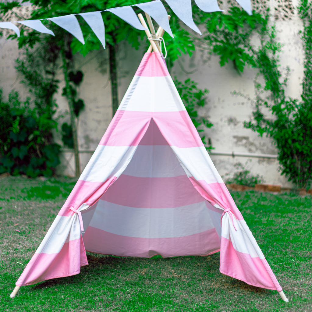 Pink & White Stripe Teepee Tent