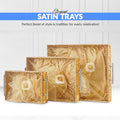 Set of 3 - Golden Fabric Satin Trays Set – Decorative Display & Wedding Trays