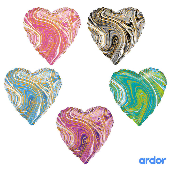 Marble Heart Foil Balloons - ardor