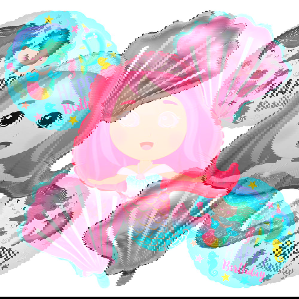 Mermaid 5Pcs Foil Balloons Set - ardor