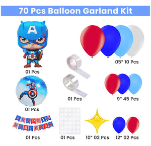 Pack of 100 | Birthday Party Pack | Captain America Theme Birthday Party decor - ardor