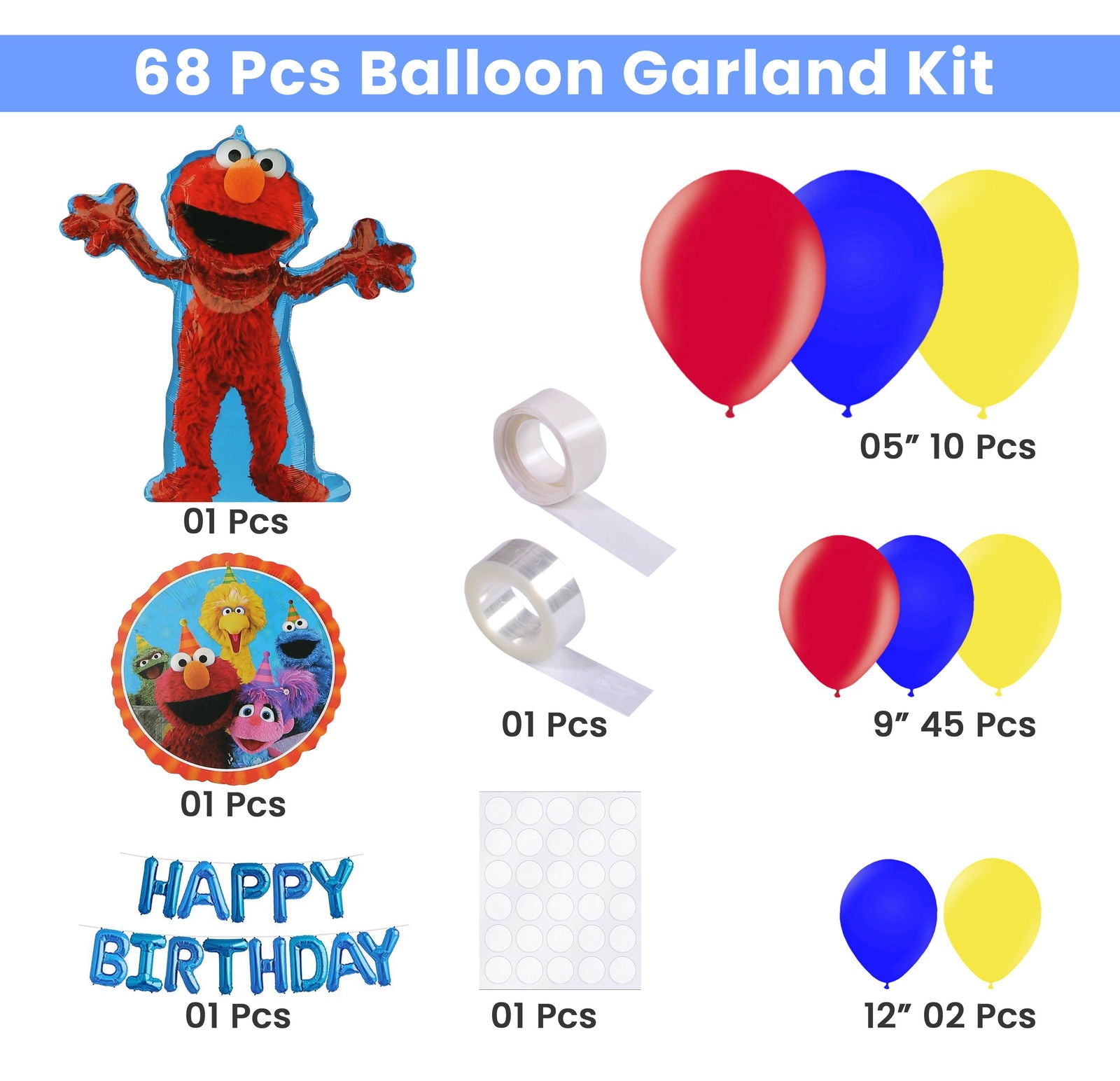 Pack of 100 | Birthday Party Pack | Elmo's World Theme Birthday Party decor - ardor