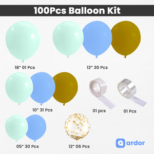 Pack of 100 | Macaron Balloons Kit Garland | for Baby Shower, Birthday & Other Party Decor - ardor