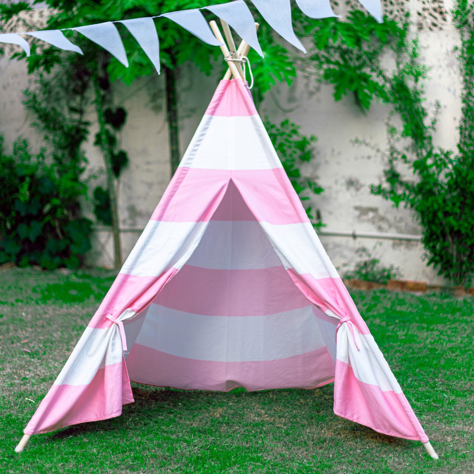Pink & White Stripe Teepee Tent - ardor