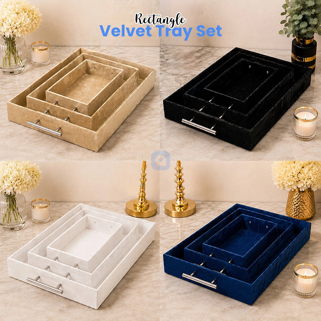 Set of 3 - Wedding Velvet Trays