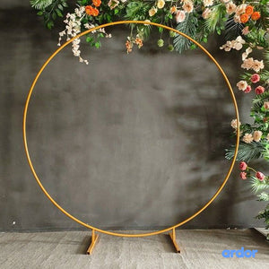 Round Golden Metal Balloon Arch Backdrop - ardor