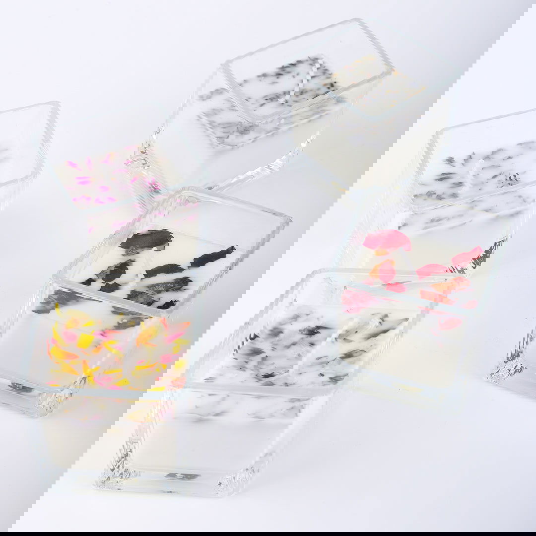 Square & Heart Shaped Glass Scented Candle | Pack of 4 | For Room Decoration - ardor