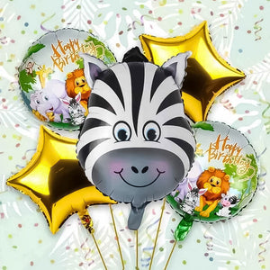 Zebra Foil Balloons 5 Pcs Set - ardor