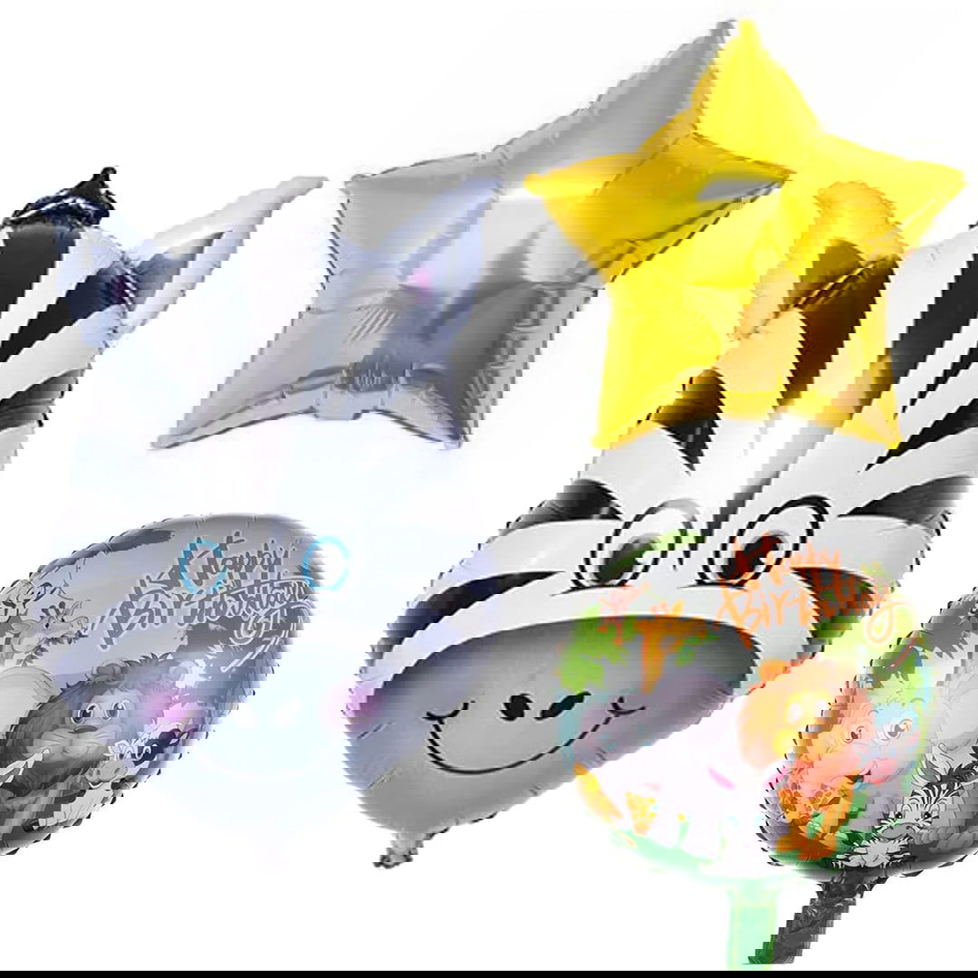 Zebra Foil Balloons 5 Pcs Set - ardor
