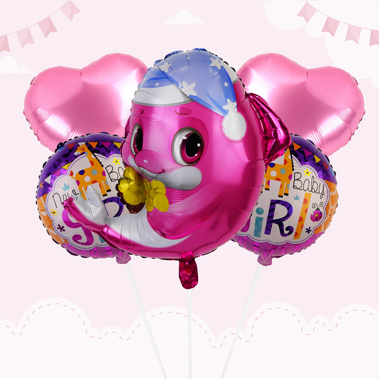 New Baby Girl  5 Pcs  Foil Balloon | For | Baby Shower Decor |