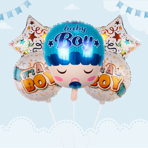 Its a Boy 5 Pcs Face Foil Balloon  | For | Baby Shower Decor |