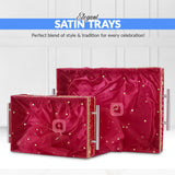 Set of 2 – Hot Pink Satin Wedding Trays for Gifting & Decor