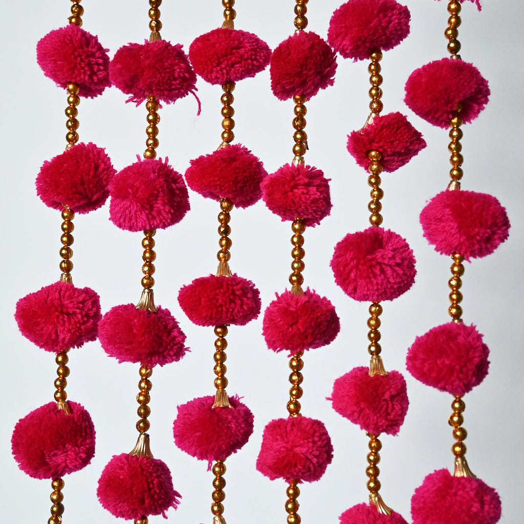 Pom Pom Garland 12 Pcs | For | Maiyo Mendi, Dholki, Nikkah, Wedding  Decor |